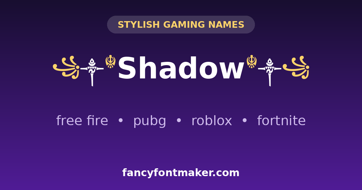 Stylish gaming name with decorative symbols for Free Fire, PUBG and Roblox